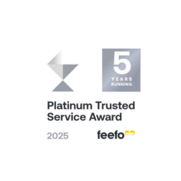 Feefo Platinum 5 Years (2025) - HTB