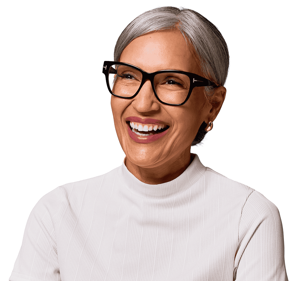 Woman in glasses smiling